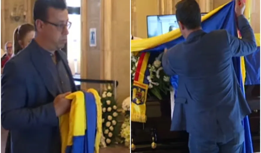 Omagiul deosebit pe care Victor Ciutacu i l-a adus lui Florin Condurăţeanu. Sicriul regretatului jurnalist, acoperit cu drapelul eroilor. VIDEO