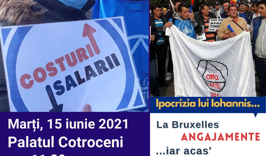 Protest la Palatul Cotroceni, anunţat de sindicaliştii Cartel ALFA. „Cerem preşedintelui Iohannis să pună în aplicare angajamentele pe care şi le asumă la nivelul UE”
