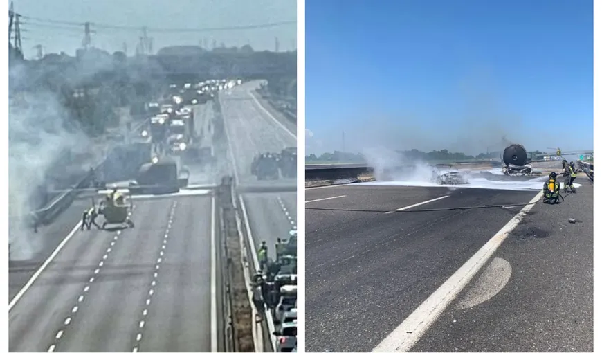 Accident cumplit în Italia. Doi şoferi au murit arşi de vii, după ce un TIR a intrat într-o cisternă