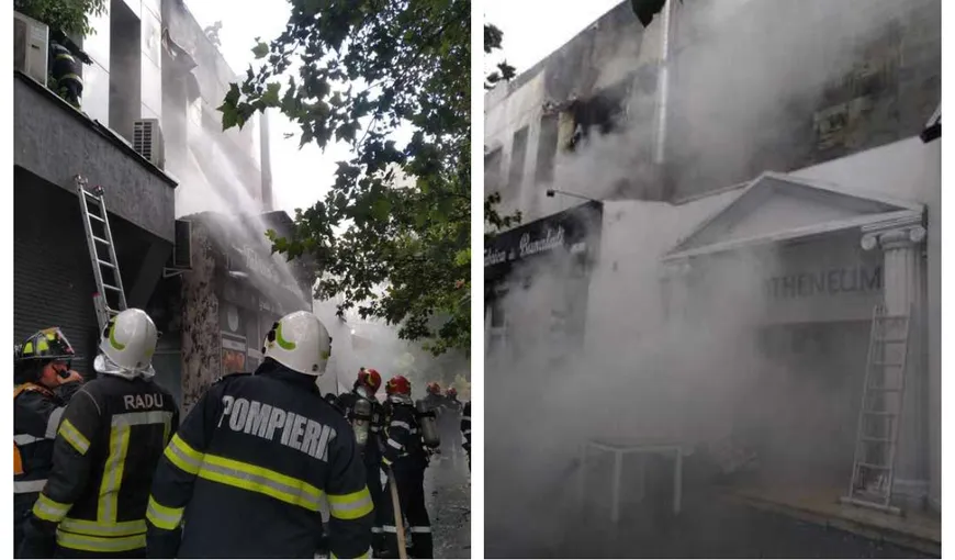 Incendiu puternic într-un restaurant din Capitală. Zeci de persoane au fost evacuate