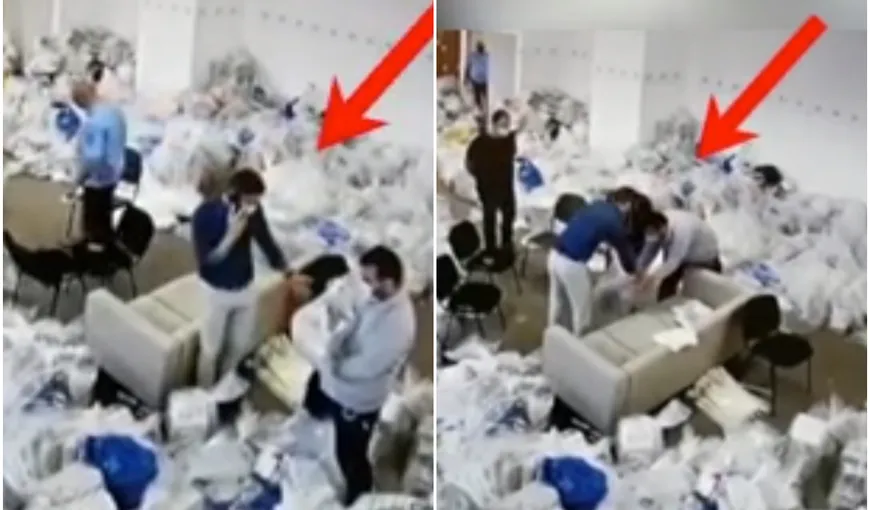 Imagini-bombă de la furtul voturilor din Sectorul 1! Procurorul Sprâncu asigură ieşirea unei persoane cu un sac de voturi. VIDEO