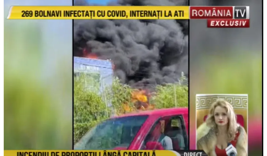 Incendiu de proporţii lângă Capitală. Amalia Bellantoni, martor la incident: „Explodează totul în jur”