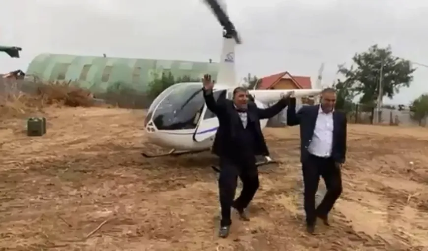 Primar din Dolj, dus la nuntă cu elicopterul. „Dacă oi pica, să pic, dă-mă dracu’!” VIDEO