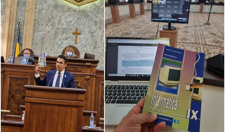 Răbufnire în Parlament a senatorului USR Ștefan Pălărie din cauza unui manual de informatică: Monitor cu tub și o dischetă!