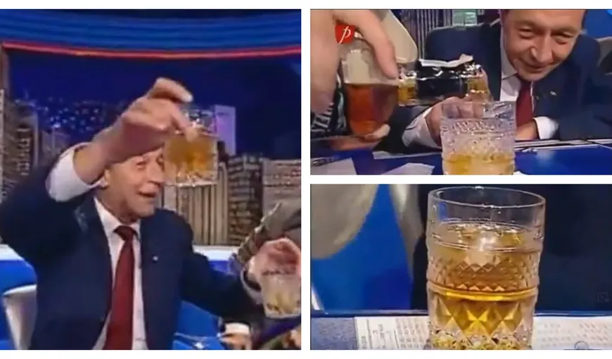 Video epocal! Traian Băsescu te învață sa bei whisky după „rețeta” lui ca să nu te îmbeţi! Patru cuburi în pahar şi băutura doar cât să plutească! Asta e diferenţa dintre unul care ştie să bea şi unul care bea ca prostul!”