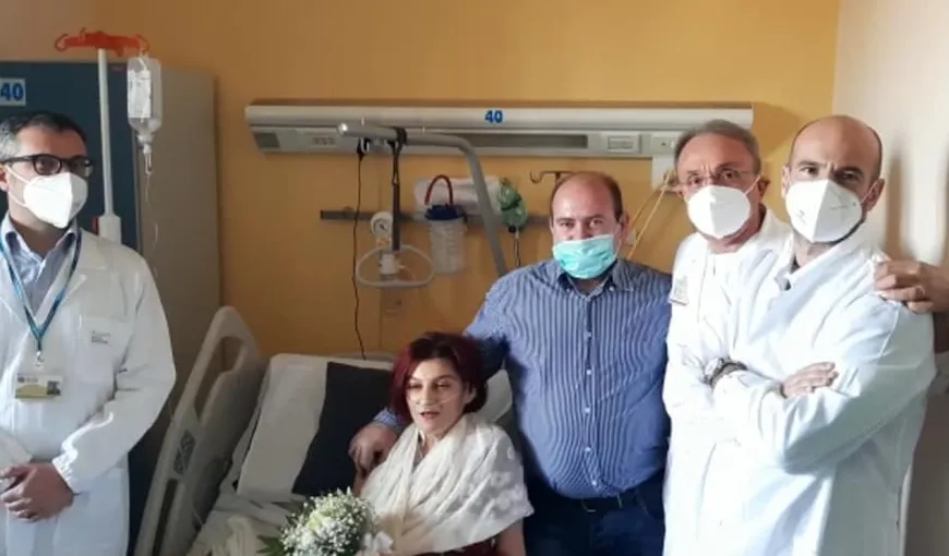 Căsătorie pe patul de spital. Doi români s-au cununat în salonul unde femeia este internată, în Italia, povestea lor i-a emoţionat şi pe medici