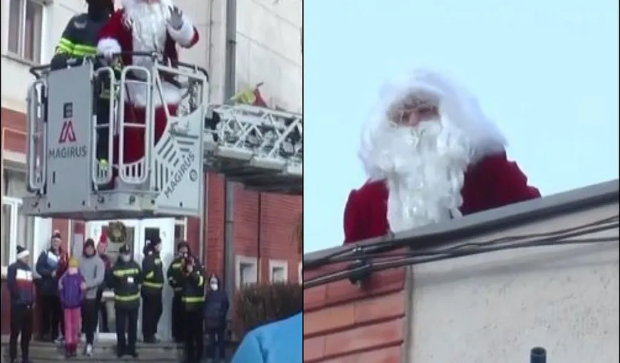 Incident hilar în Gorj. Moș Crăciun a început să urle, după ce a rămas blocat pe un acoperiș!