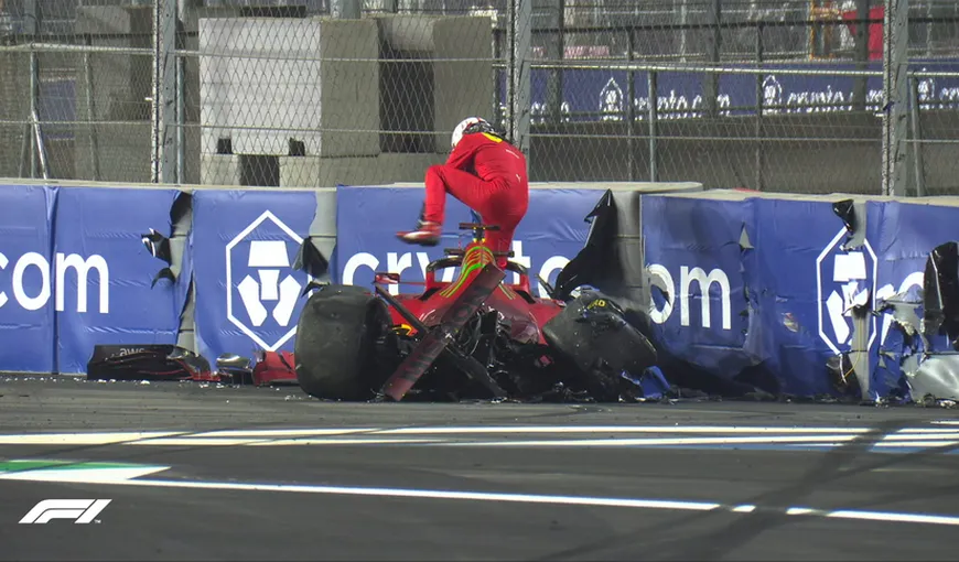 Accident teribil în Formula 1: Monopostul lui Leclerc a intrat în zid cu 240 km/oră VIDEO