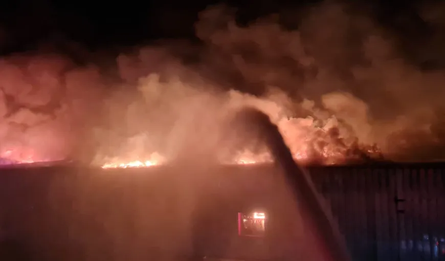 Incendiu violent la o fabrică de mezeluri din Prahova. Doi pompieri au fost răniţi VIDEO