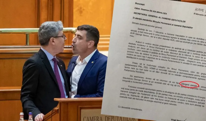Ministrul Virgil Popescu depune plângere penală pe numele lui George Simion după scandalul violent din Parlament