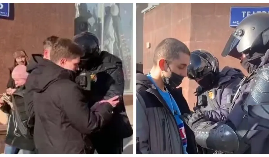 Imagini uluitoare! În Moscova jandarmii opresc tinerii pe stradă și le controlează toate mesajele de pe telefoanele mobile de teamă de a nu se organiza pentru a participa la proteste în număr mare