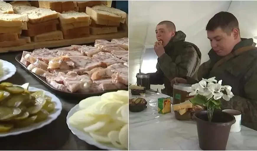 VIDEO Propaganda rusă arată cât de îmbelşugată este popota soldaţilor, în Ucraina. În realitate, răcanii aleargă după copane prin coteţele localnicilor