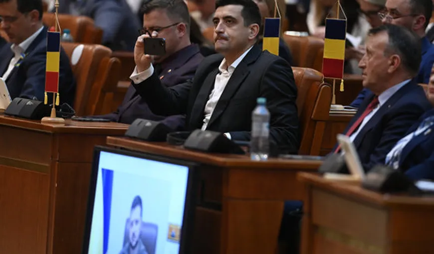 Show în Parlament la discursul lui Zelenski. George Simion, ironizat de USR: „Lasă, Georgică, degeaba ai tu tricolorul acolo, dacă tot pentru Moscova lucrezi”
