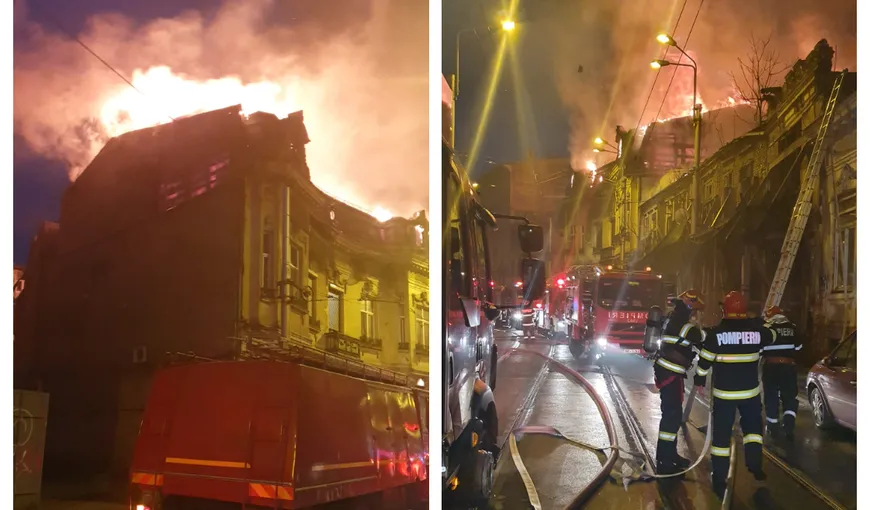 Incendiu în centrul Bucureştiului, s-a intervenit cu 12 autospeciale