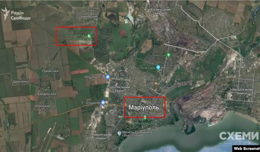 Imagini din satelit arată tranşee de 200 de metri folosite ca gropi comune în apropiere de Mariupol FOTO