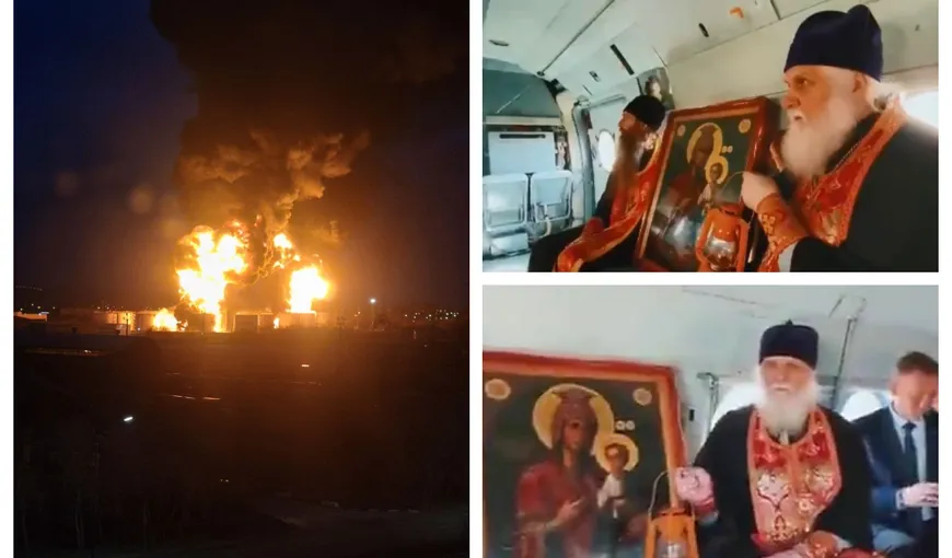 Război în Ucraina: Oraşul din Rusia, bombardat de armata lui Zelenski, sfinţit de preoţi dintr-un elicopter militar VIDEO