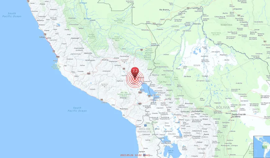 Cutremur cu magnitudine 7.2 în America de Sud