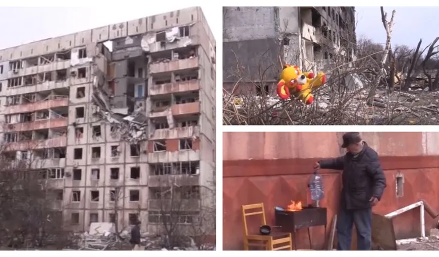 Coşmar în Mariupol, oraşul devastat de bombardamentele ruşilor. Copiii beau apă de ploaie din bălţi pentru a putea supravieţui