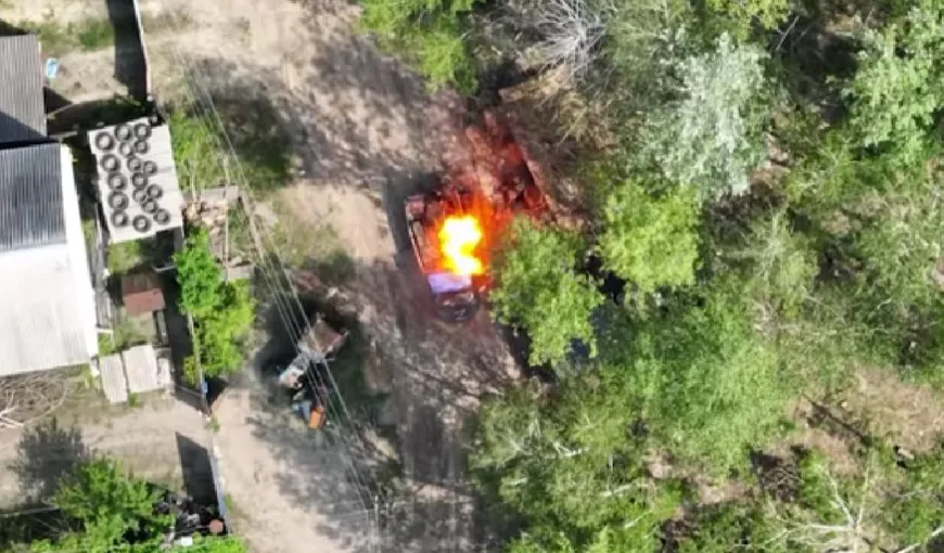 „Pedeapsa cerească”, surpriza mortală pentru soldații ruși. Armata ucraineană a arătat distrugerile provocate cu ajutorul unei drone VIDEO