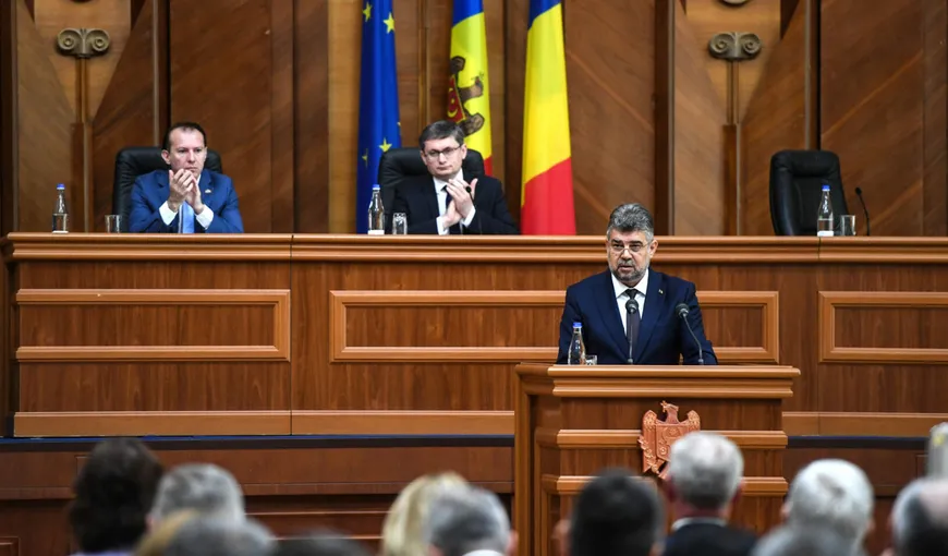 Marcel Ciolacu reafirmă în Parlamentul de la Chişinău spijinul României pentru aderarea Moldovei la UE şi îl atacă pe Putin: „Un stat nu este măreţ prin faptul că îşi supune vecinii prin forţă şi opresiune”