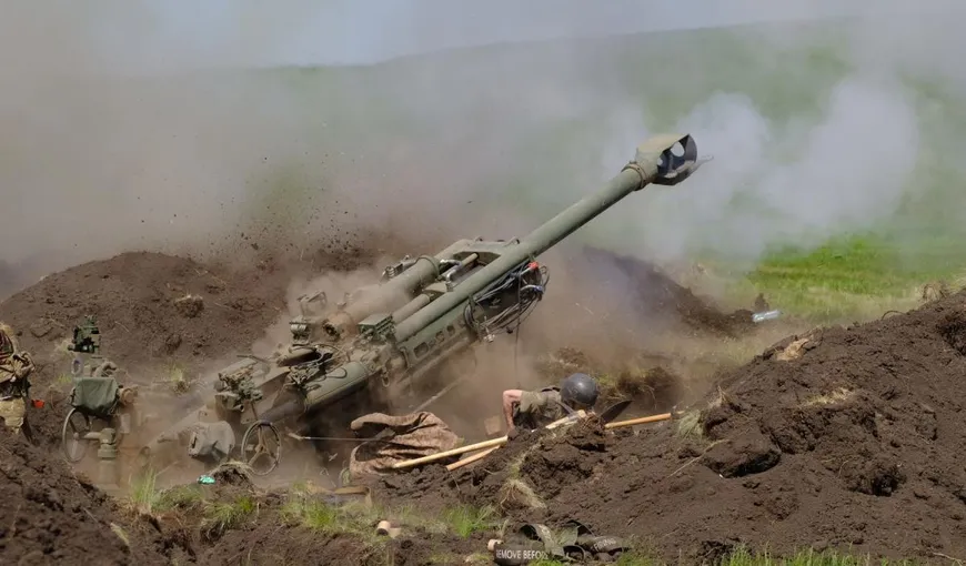 SUA vs. Rusia, pe frontul din Ucraina. Duelul artileriilor, M777 americane împotriva lansatoarelor Katiuşa VIDEO
