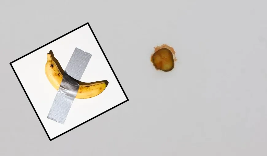 Banana lipită cu scotch este istorie. O felie de castravete murat dintr-un cheeseburger, lipită artistic de peretele unei galerii, s-a vândut cu 10.000 de dolari