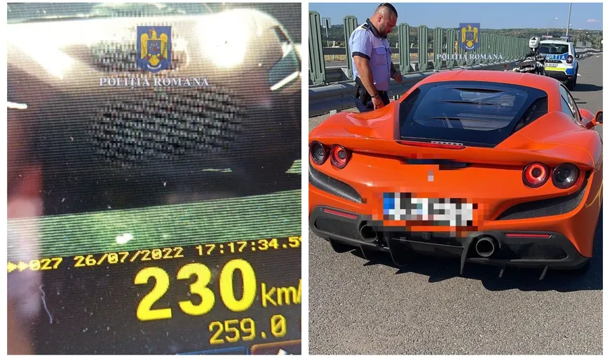 Ferrari prins de radar cu 230 km la oră pe autostradă în România