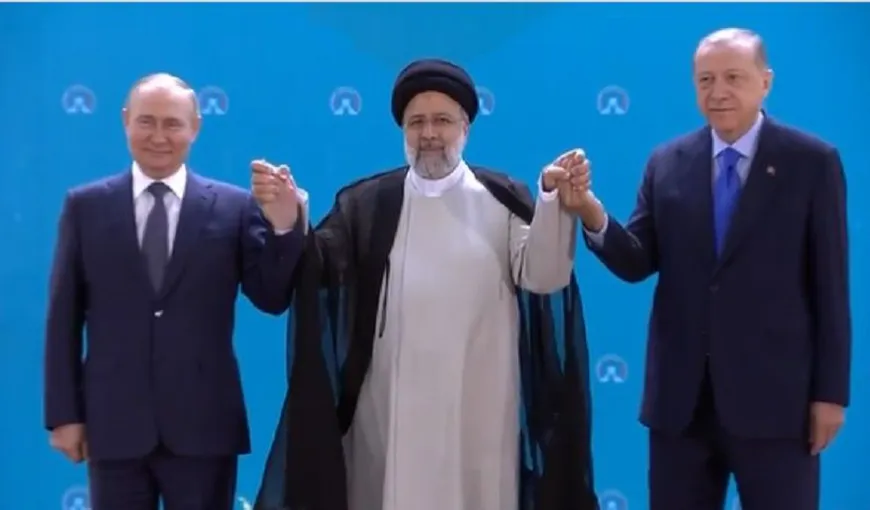 Videoclipul care a făcut înconjurul lumii în câteva secunde: Putin, Erdogan şi Raisi se țin de mână VIDEO