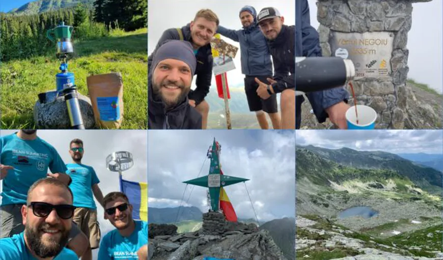 Patru tineri pasionaţi de cafea au urcat pe cele 14 vârfuri de peste 2.500 de metri din România într-un timp record. Gestul inedit, făcut după ce au cucerit fiecare pisc