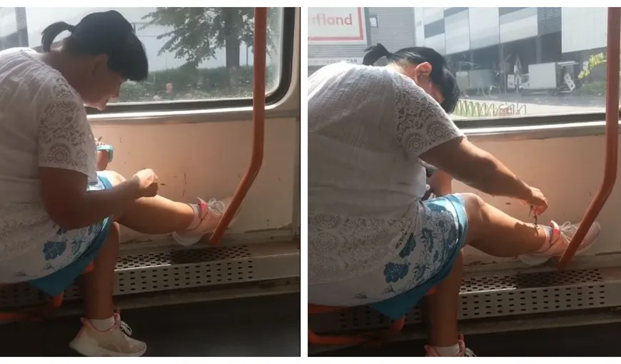 Scene demne de cascadorii râsului într-un tramvai din București! Ce a putut să facă o femeie în văzul tuturor, călătorii au crezut că e o glumă – VIDEO
