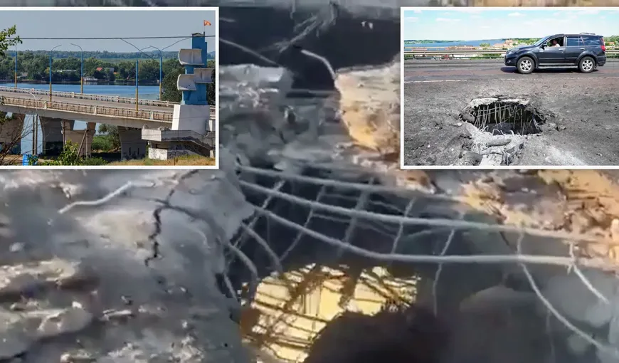 Lovitură devastatoare pentru Vladimir Putin. Ucrainenii au bombardat un pod vital pentru trupele rusești VIDEO