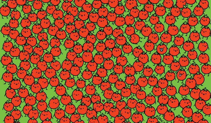 Doar cei cu „ochi de şoim” vor reuși să găsească 3 mere în mulţimea de roşii: Recordul actual este de 19 secunde