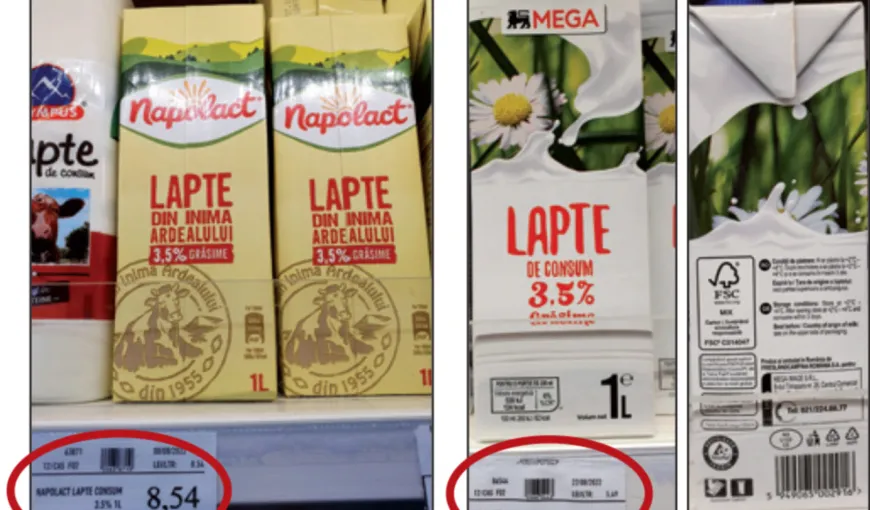 Păcăleala grosolană de la raftul Mega Image: Două mărci, acelaşi lapte Napolact, acelaşi producător, preţuri diferite