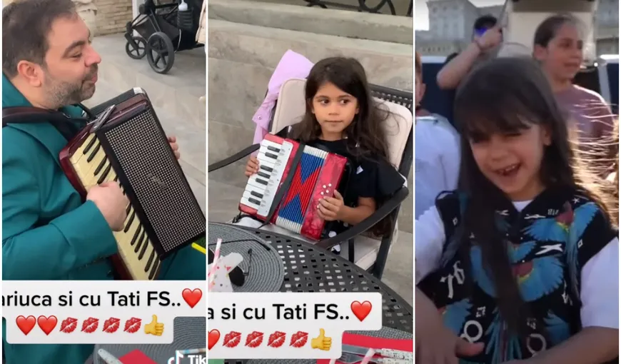 Video! Legenda merge mai departe! “Regele” Florin Salam îşi învaţă “prinţesa”, pe micuţa Maria, să cânte la acordeon de ziua ei!