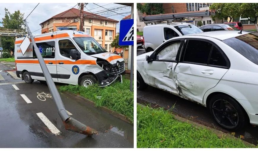 Accident cu ambulanţa în Arad. O asistentă a fost transportată de urgență la spital