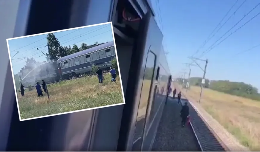 Un tren care circula pe ruta Bucureşti – Constanţa a luat foc la câteva minute după plecarea din Gara de Nord. Călătorii, evacuaţi pe câmp