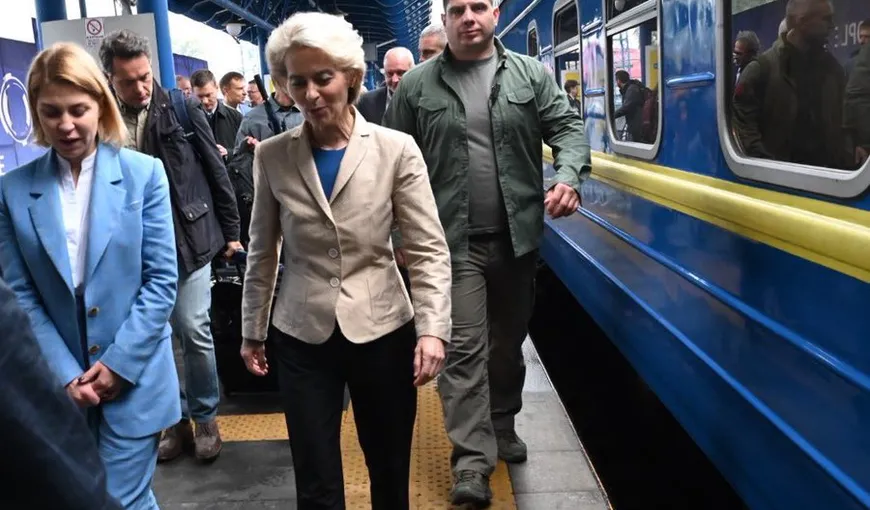 Ursula von der Leyen, preşedinta Comisiei Europene a sosit la Kiev, în a treia sa vizită de la începutul războiului
