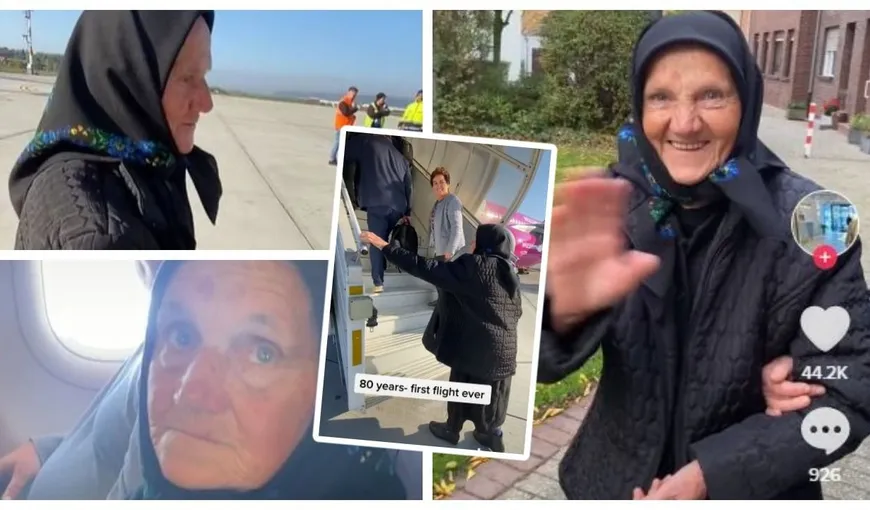 Imagini emoționante! O bătrânică s-a urcat pentru prima dată în avion ca să își viziteze fiica stabilită în Germania. Momentul revederii este sublim – VIDEO