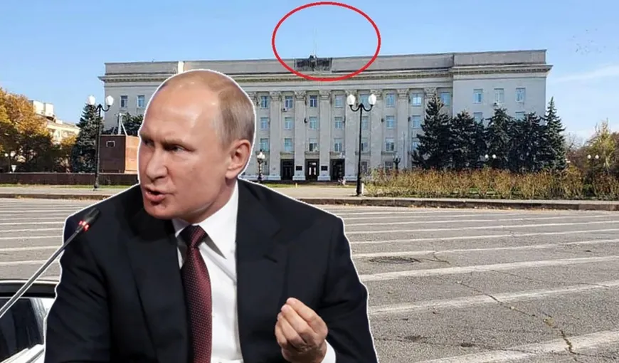 Steagul Rusiei, dat jos de pe clădirea consiliului municipal din Herson. Primele reacţii din partea Ucrainei VIDEO