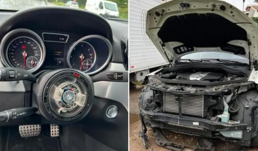 Șoferul unui Mercedes și-a găsit mașina dezmembrată în parcare. Dauna se ridică la 14.000 de euro