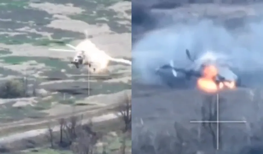 VIDEO: Elicopter rusesc, distrus de oamenii lui Zelenski. Un astfel de model costă 9 milioane de dolari