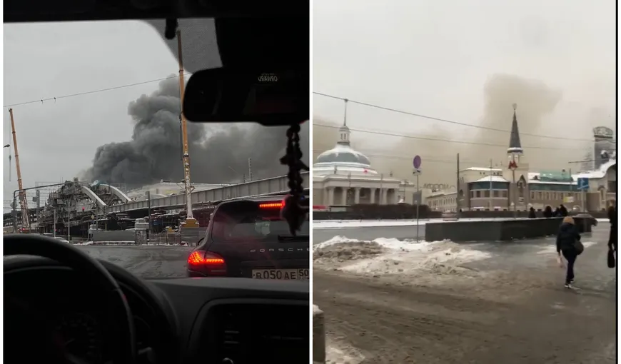 Incendiu uriaş într-o piaţă din Moscova. Centrul capitalei ruse, acoperit de fum gros