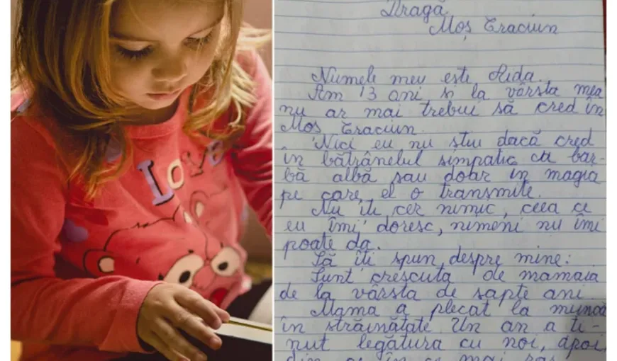 „Fă-o pe mama să sune, măcar atât!” Scrisoare sfâşietoare către Moş Crăciun a fetiţei crescută de bunică, cu mama plecată în străinătate
