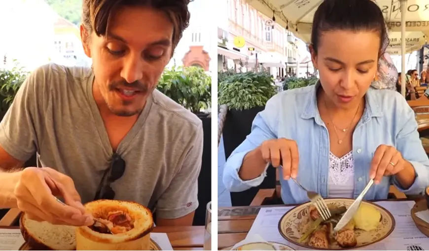 Cum au reacţionat doi turişti americani după ce au mâncat sarmale şi ciorbă de fasole în pâine. Au devenit virali pe Internet