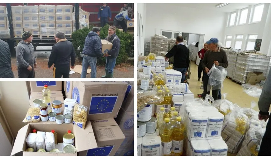 A început distribuţia de pachete de 24 kg cu alimente de la UE. Cine le primeşte
