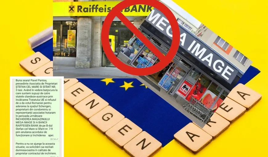 Boicot la toate nivelurile. O asociaţie de proprietari din Iaşi cere închiderea Raiffeisen Bank şi Mega Image de la parterul blocului din cauza Schengen