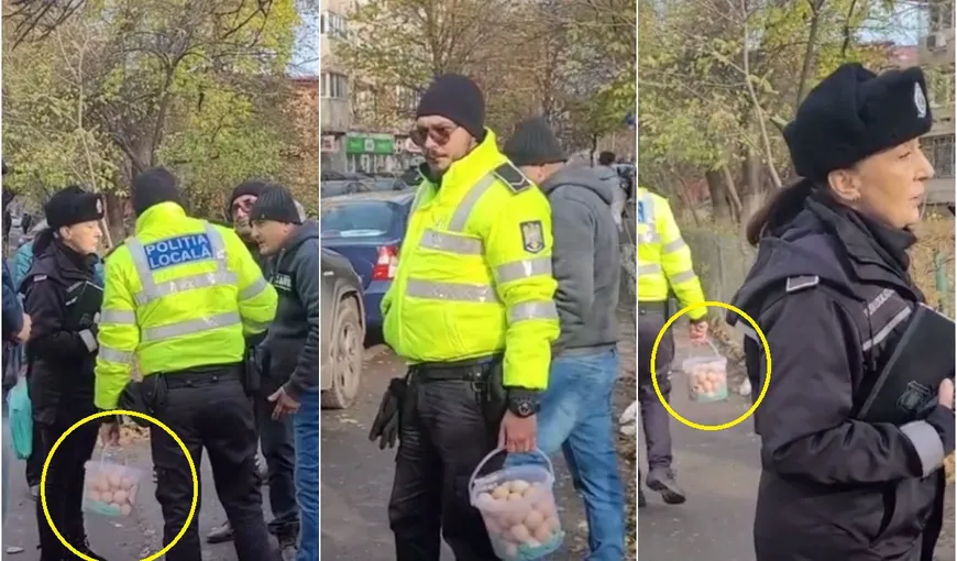 Poliţia ia „la bastoane” marea corupţie din pieţe. Imagini penibile cu găleata de ouă confiscată de la o bătrână din Piaţa Veteranilor