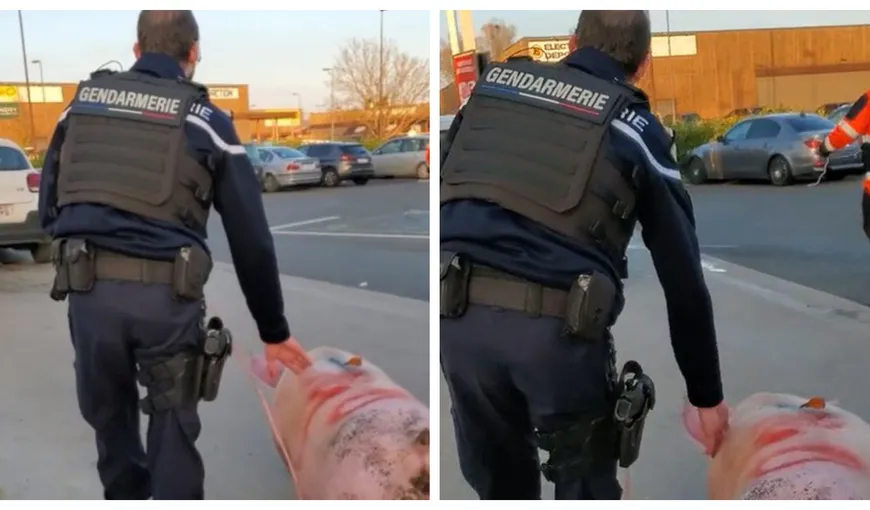 Jandarmii francezi au salvat un porc care urma să fie sacrificat de români și l-au dus la secție. Imagini devenite virale pe Tik Tok – VIDEO