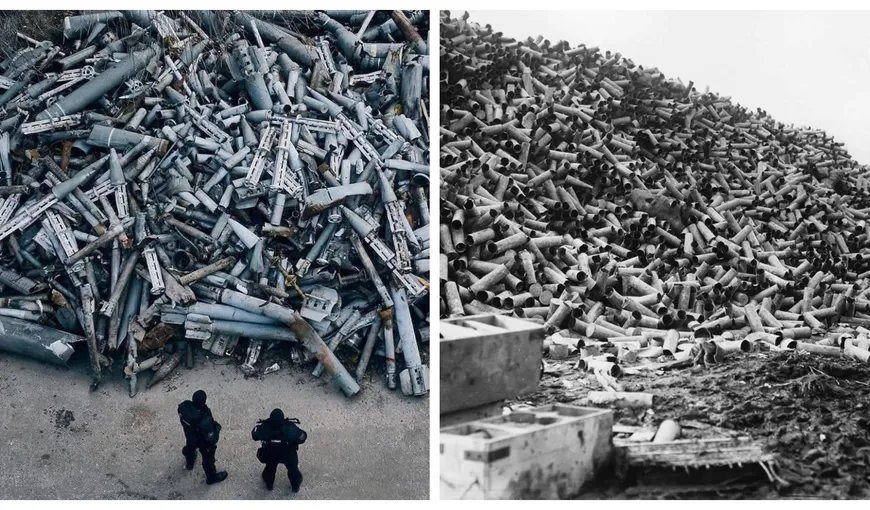 Imagini înfiorătoare desprinse parcă din Primul Război Mondial. Așa arată cimitirul rachetelor rusești din Harkov