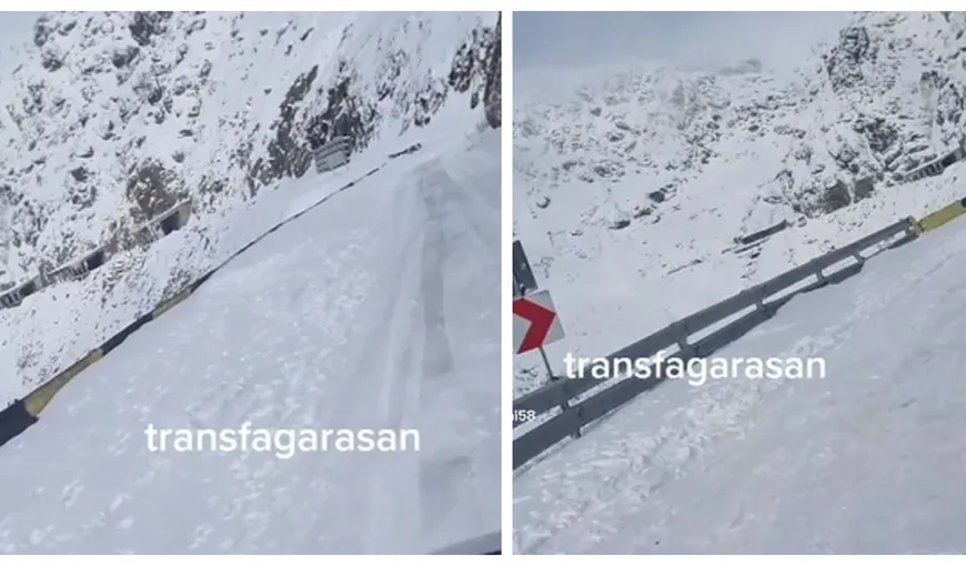 Video! Cum arată astăzi Transfăgărășanul! Stratul de zăpadă este de 20 de centimetri! Un șofer teribilist a intrat cu mașina pe drumul închis